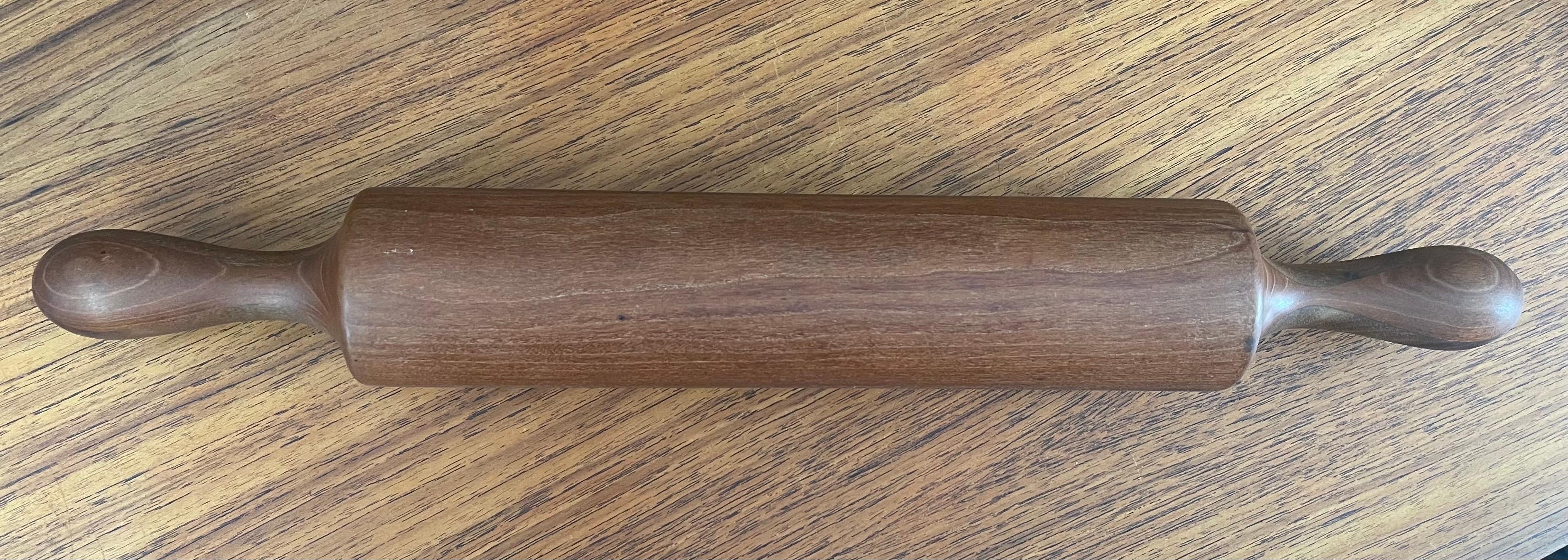 Mid-Century Modern MCM Staved Walnut Rolling Pin For Sale
