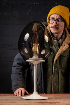 MCM Stemlite Tulip Base Table Lamp with Smoked Glass Globe by Design Line Inc.