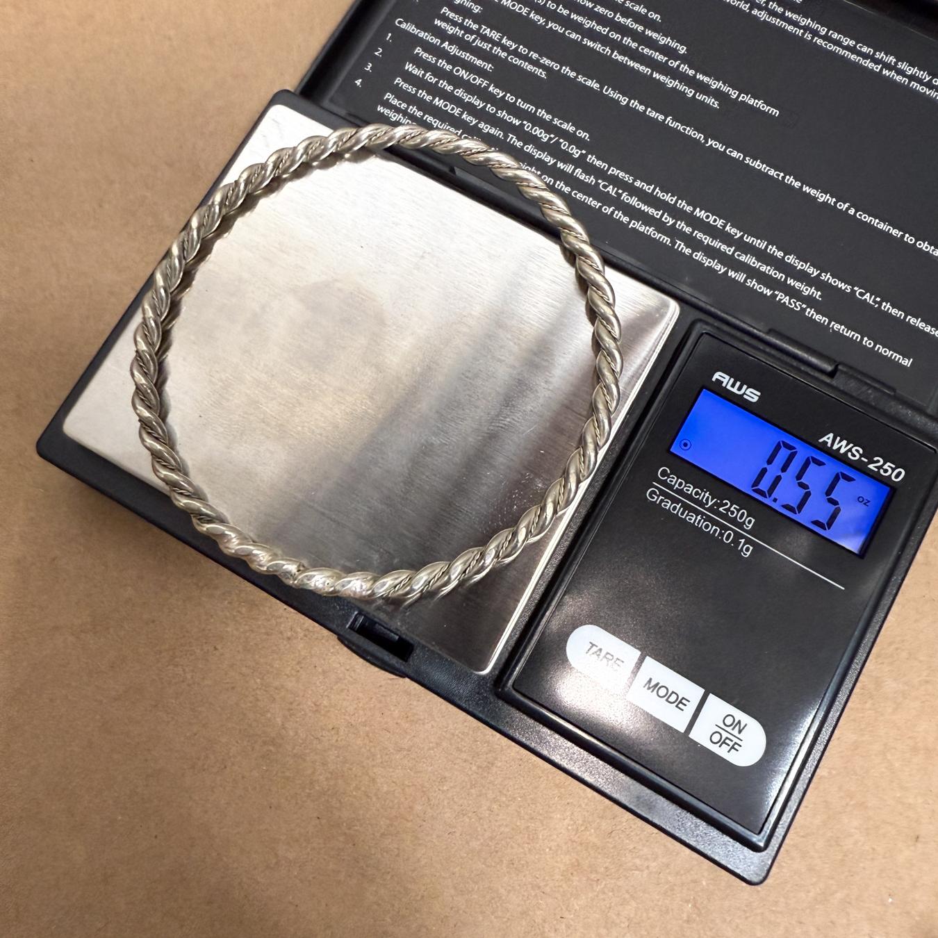 20th Century MCM Sterling Silver Twist Bangle Bracelet For Sale