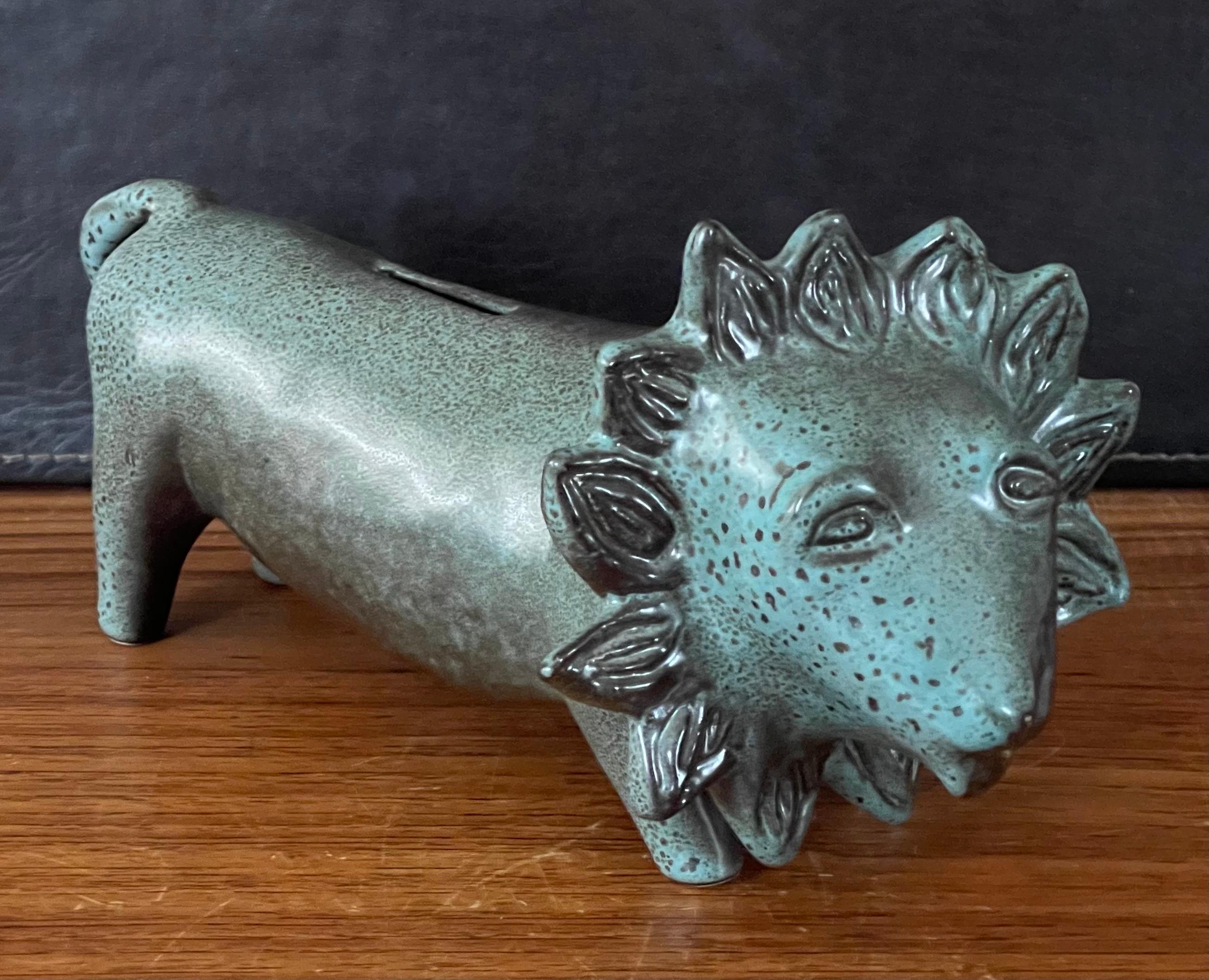 MCM Stoneware Lion Bank by David Gil for Bennington Pottery For Sale 2