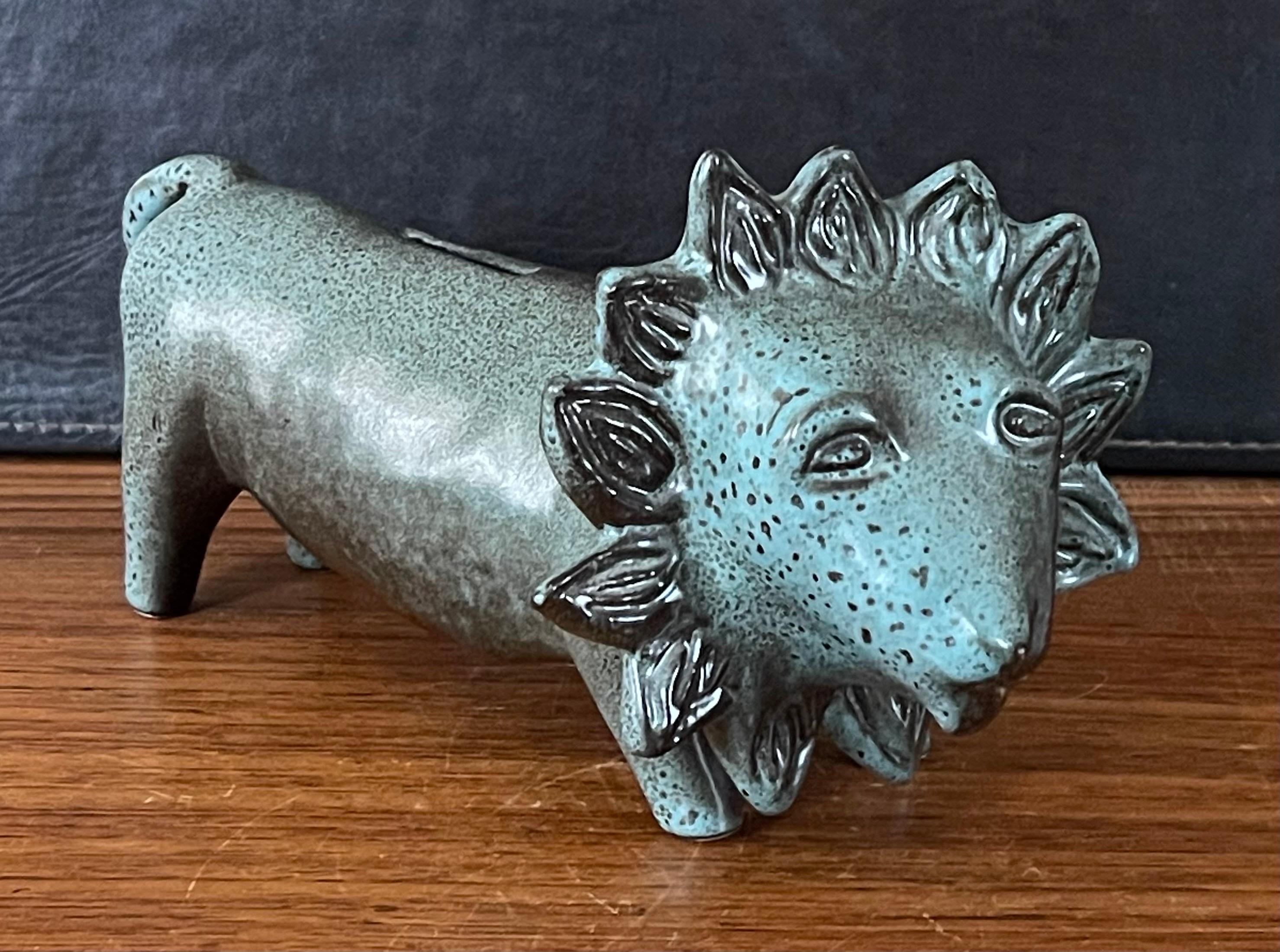 MCM Stoneware Lion Bank by David Gil for Bennington Pottery For Sale 4