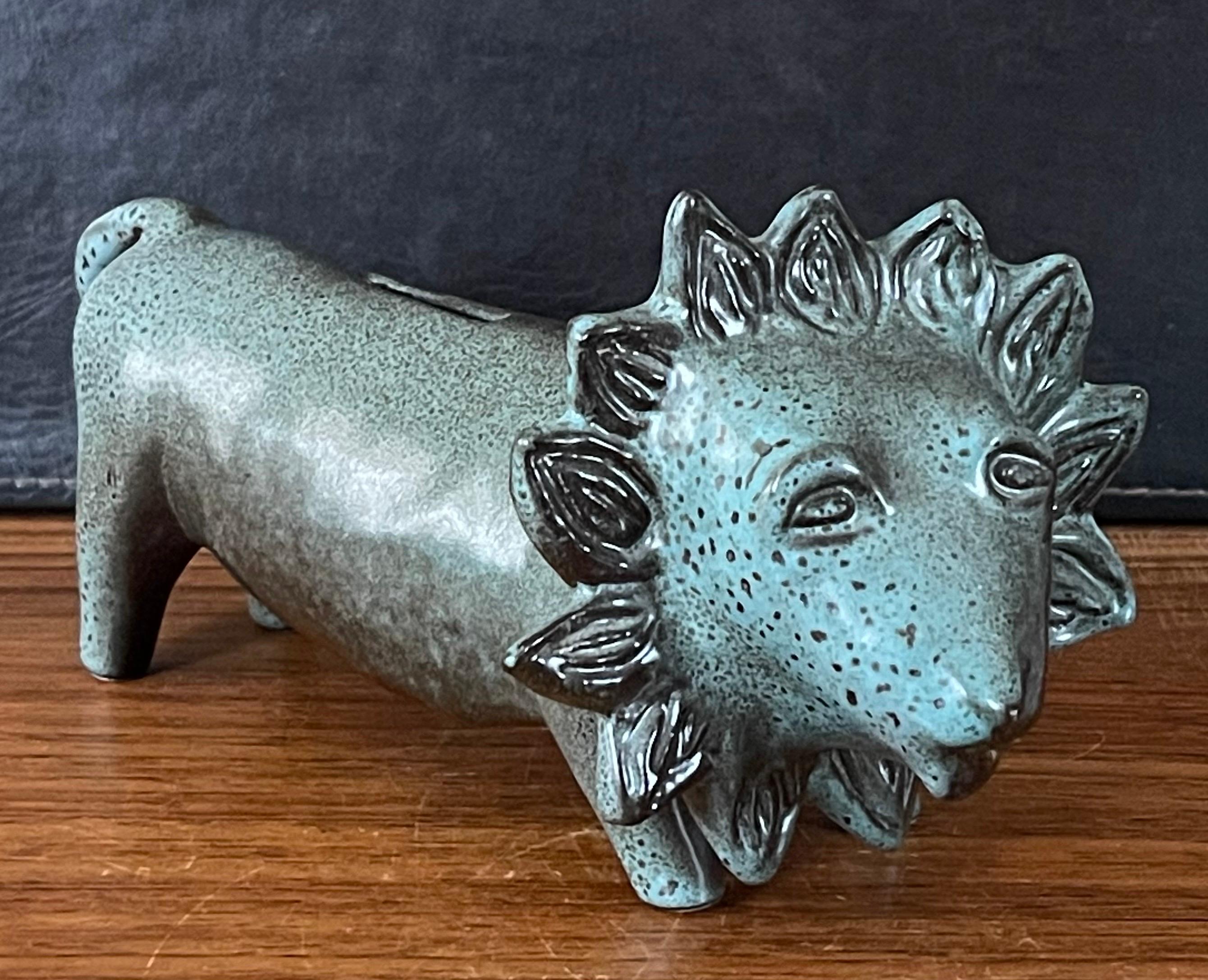MCM Stoneware Lion Bank by David Gil for Bennington Pottery For Sale 5