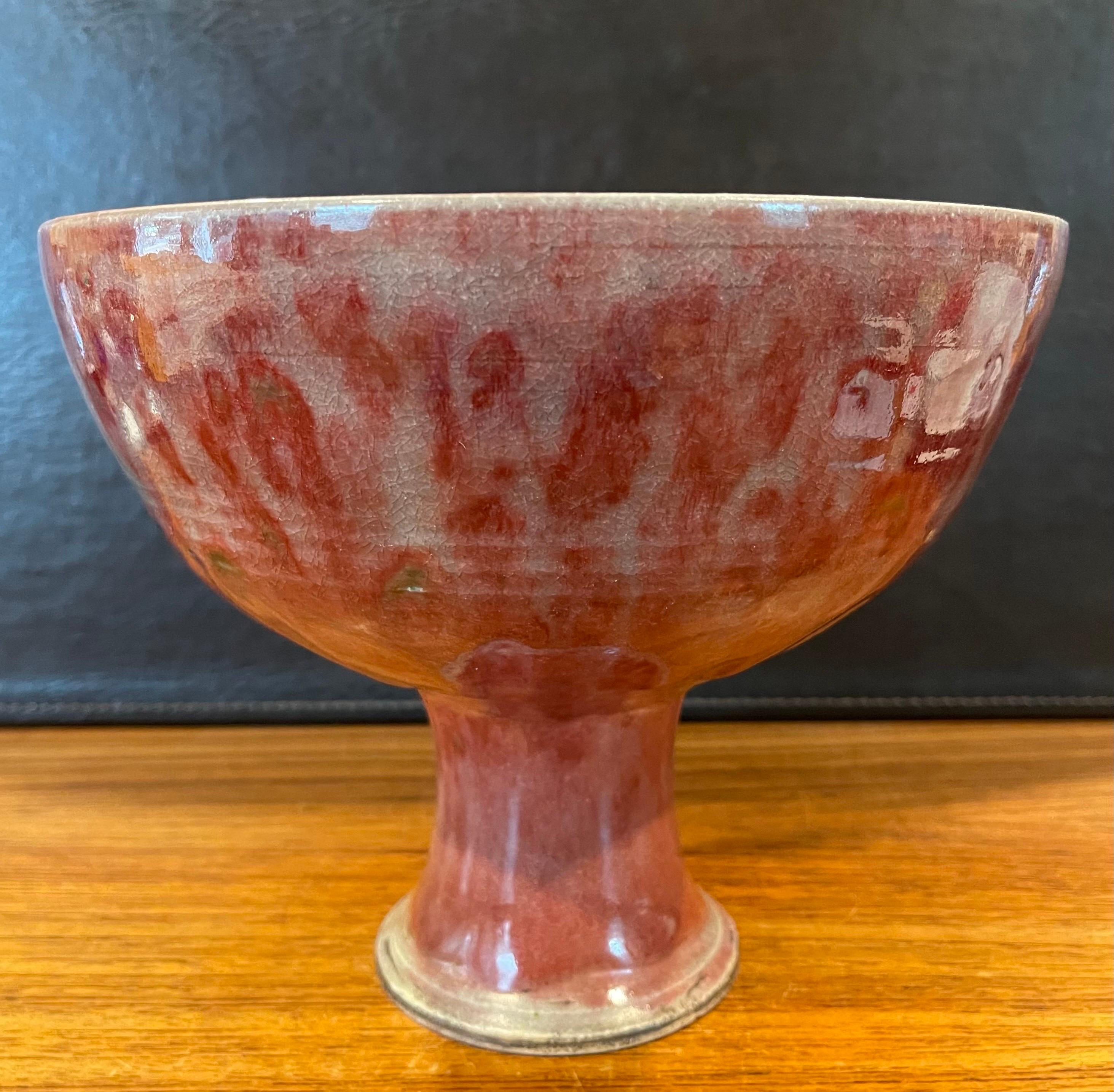 MCM Stoneware Studio Pottery Bowl on Pedestal by Amy Donaldson For Sale 3