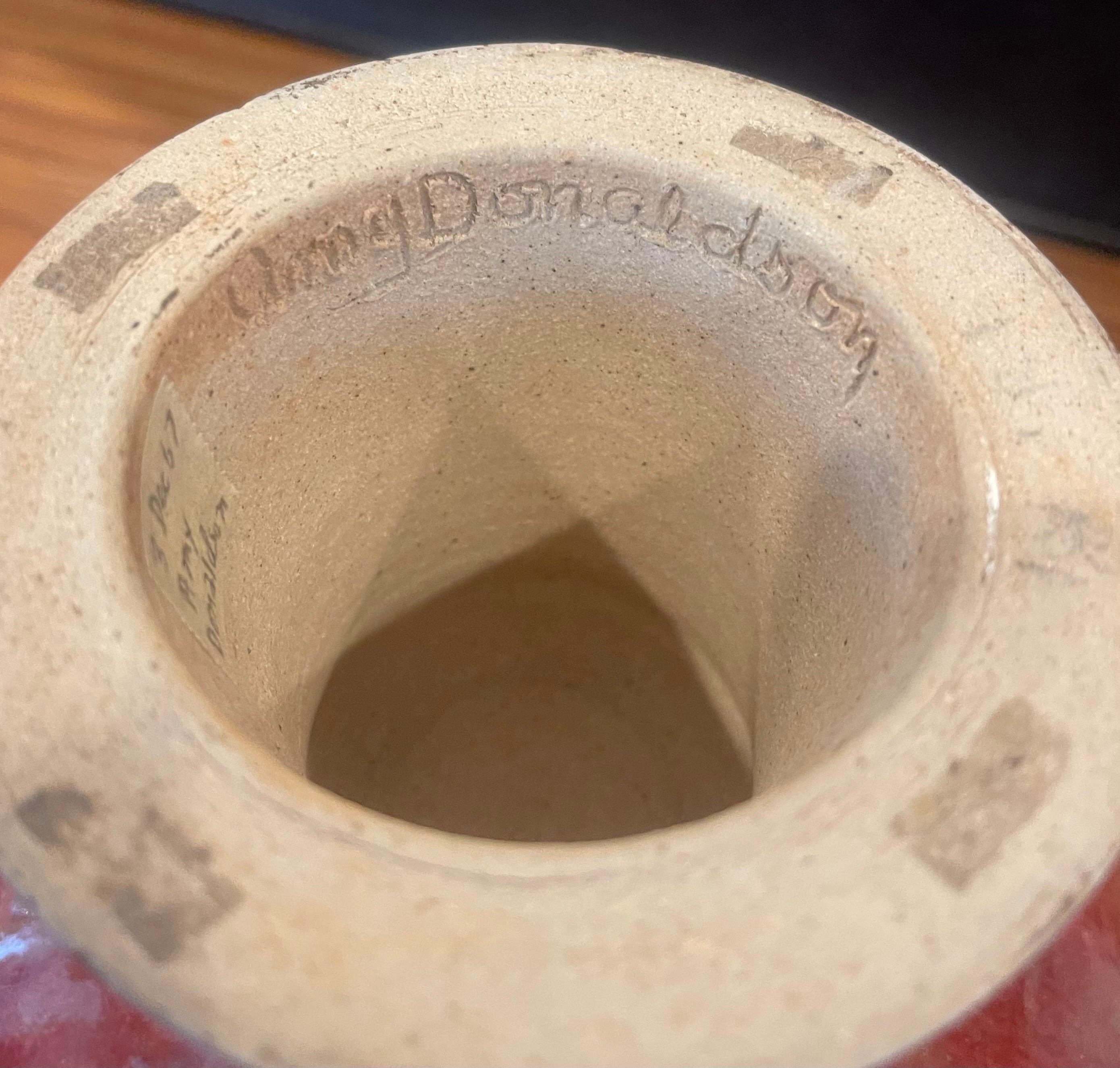MCM Stoneware Studio Pottery Bowl on Pedestal by Amy Donaldson For Sale 7
