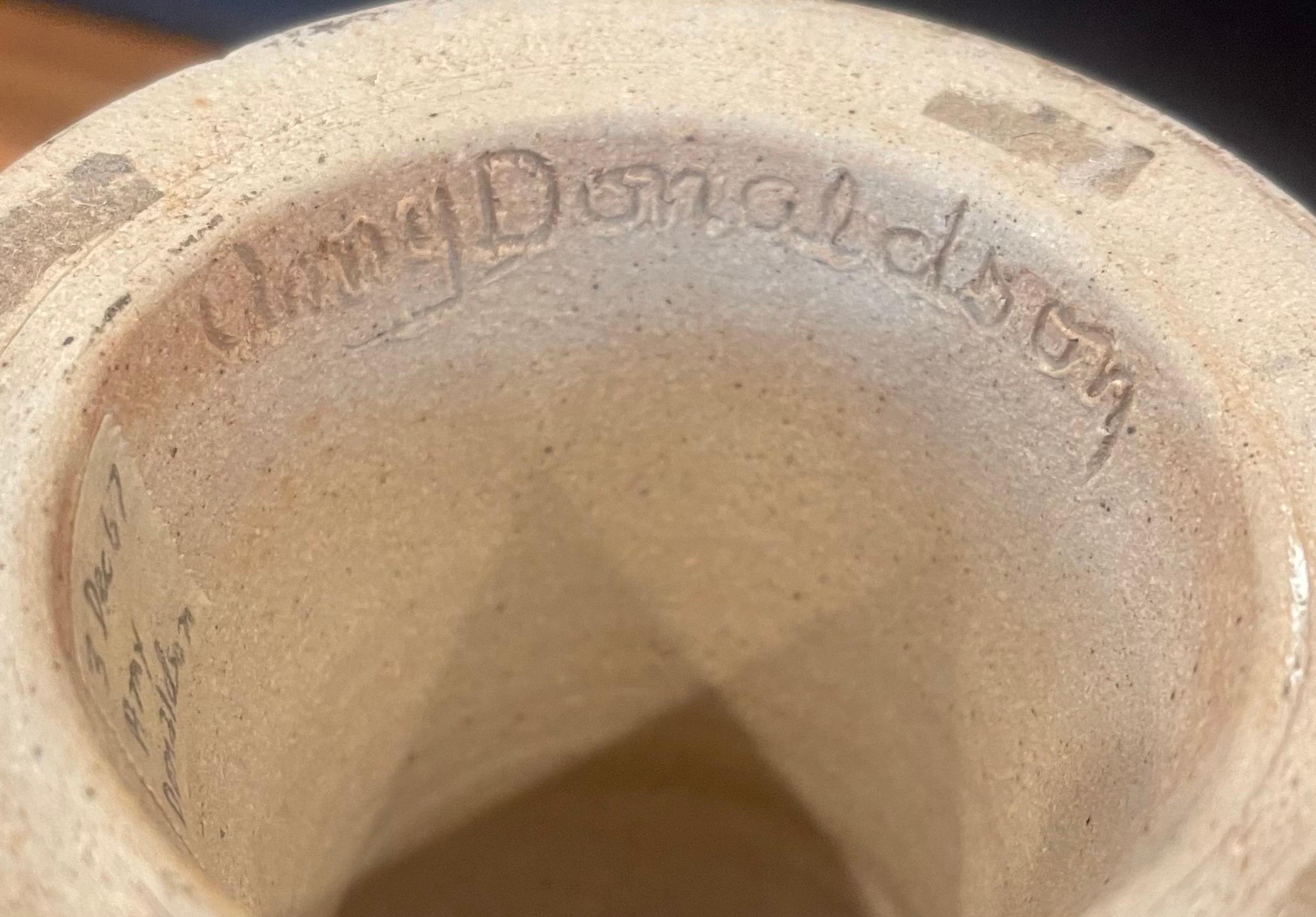 MCM Stoneware Studio Pottery Bowl on Pedestal by Amy Donaldson For Sale 8