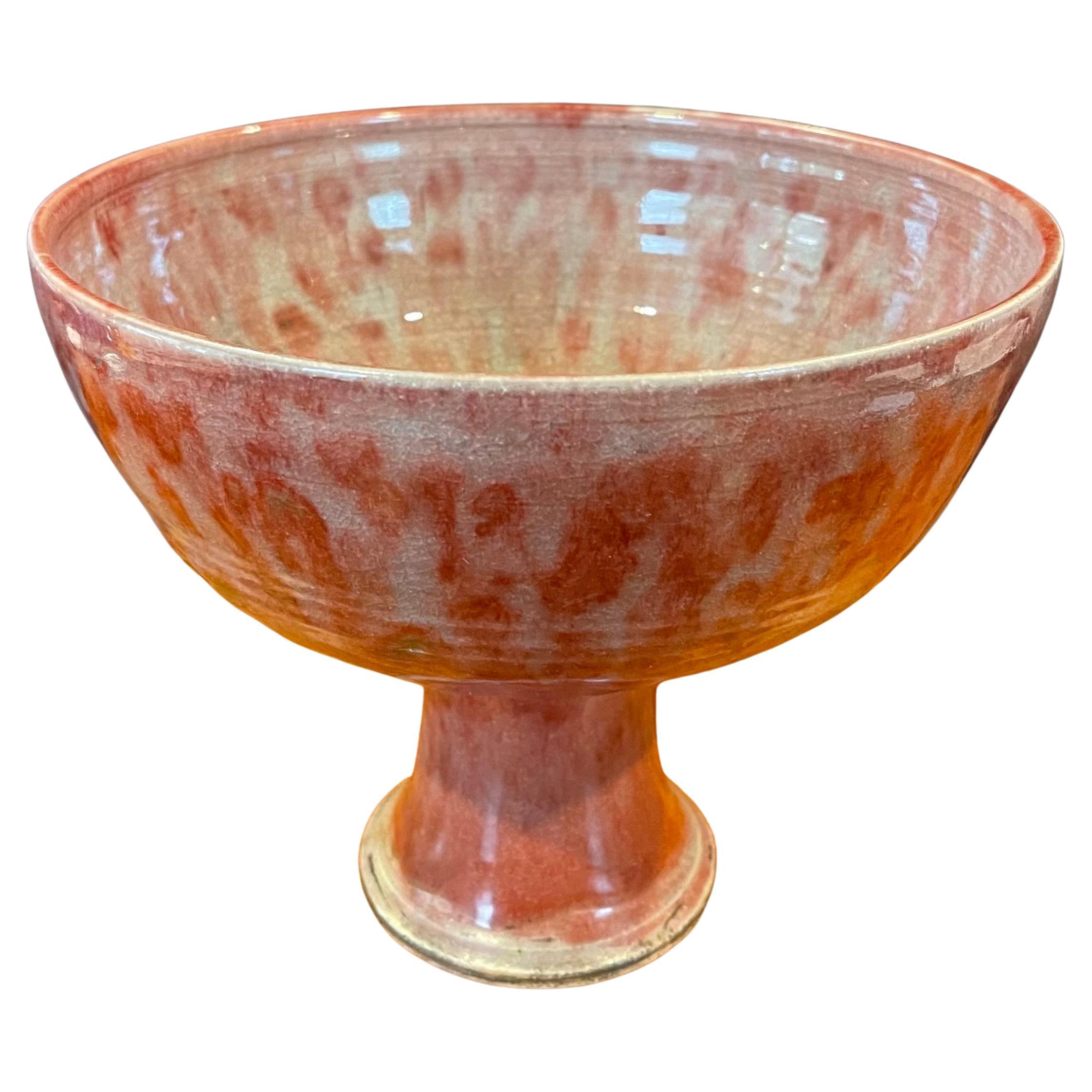 MCM Stoneware Studio Pottery Bowl on Pedestal by Amy Donaldson For Sale 10