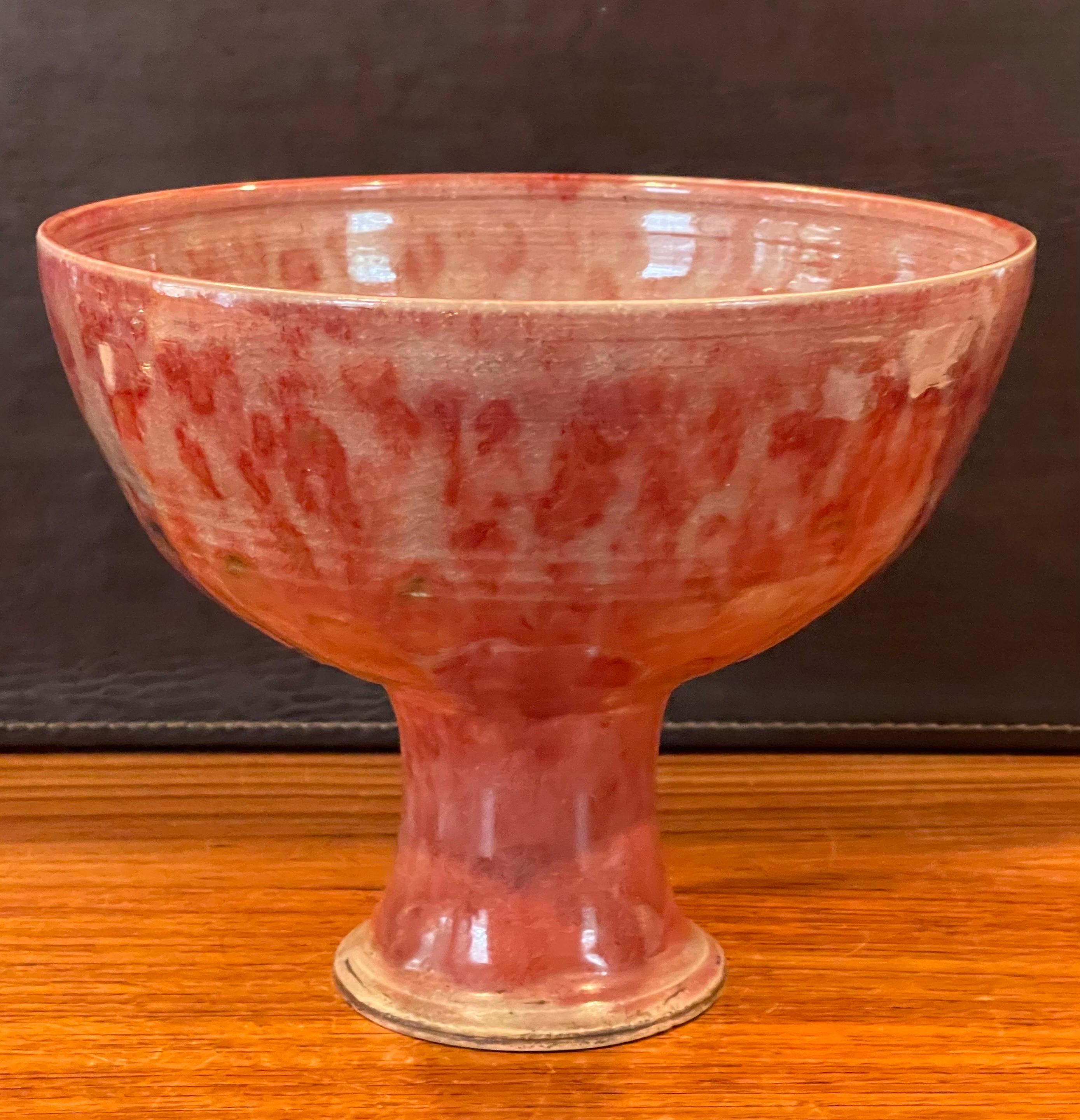 MCM Stoneware Studio Pottery Bowl on Pedestal by Amy Donaldson For Sale 1