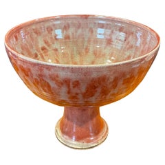 Vintage MCM Stoneware Studio Pottery Bowl on Pedestal by Amy Donaldson