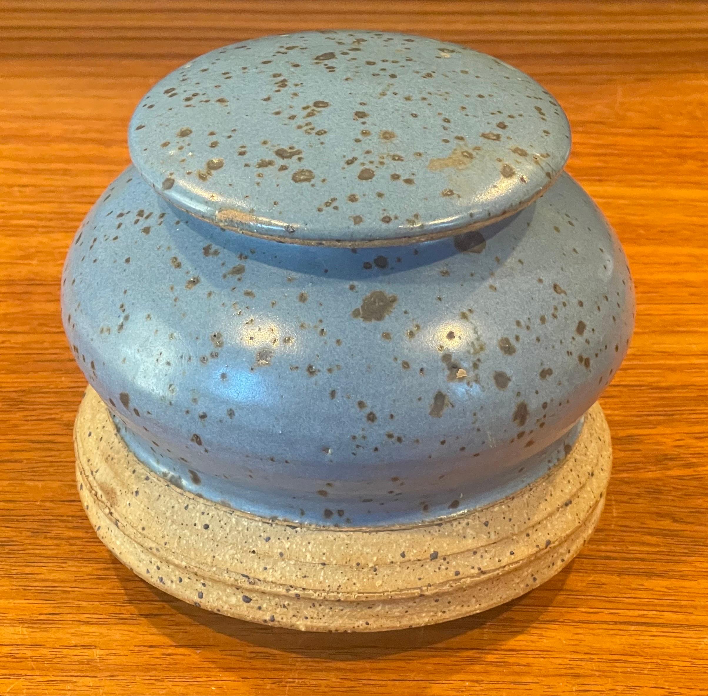 MCM Stoneware Studio Pottery Jar with Lid For Sale 4