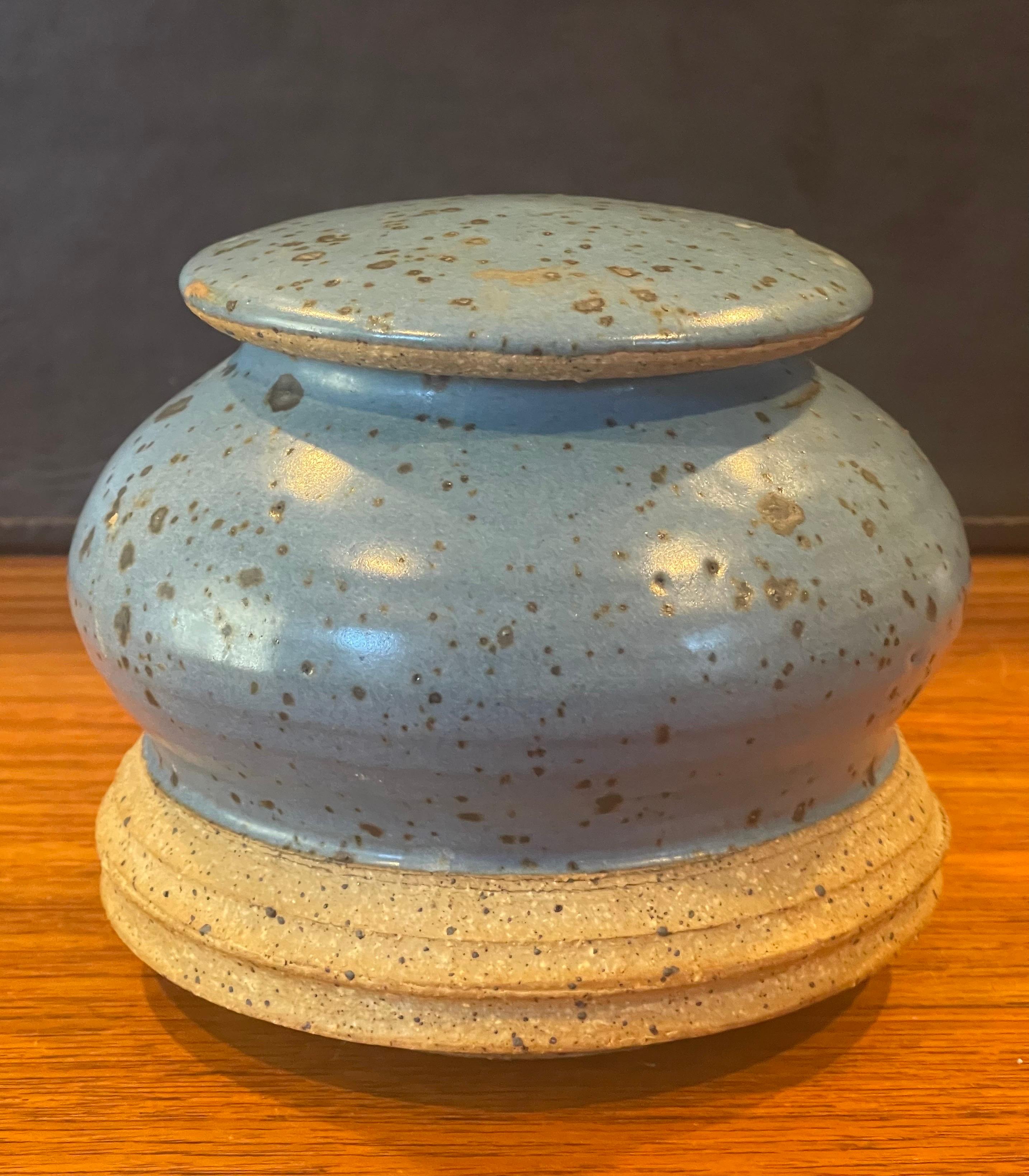 Mid-Century Modern MCM Stoneware Studio Pottery Jar with Lid For Sale