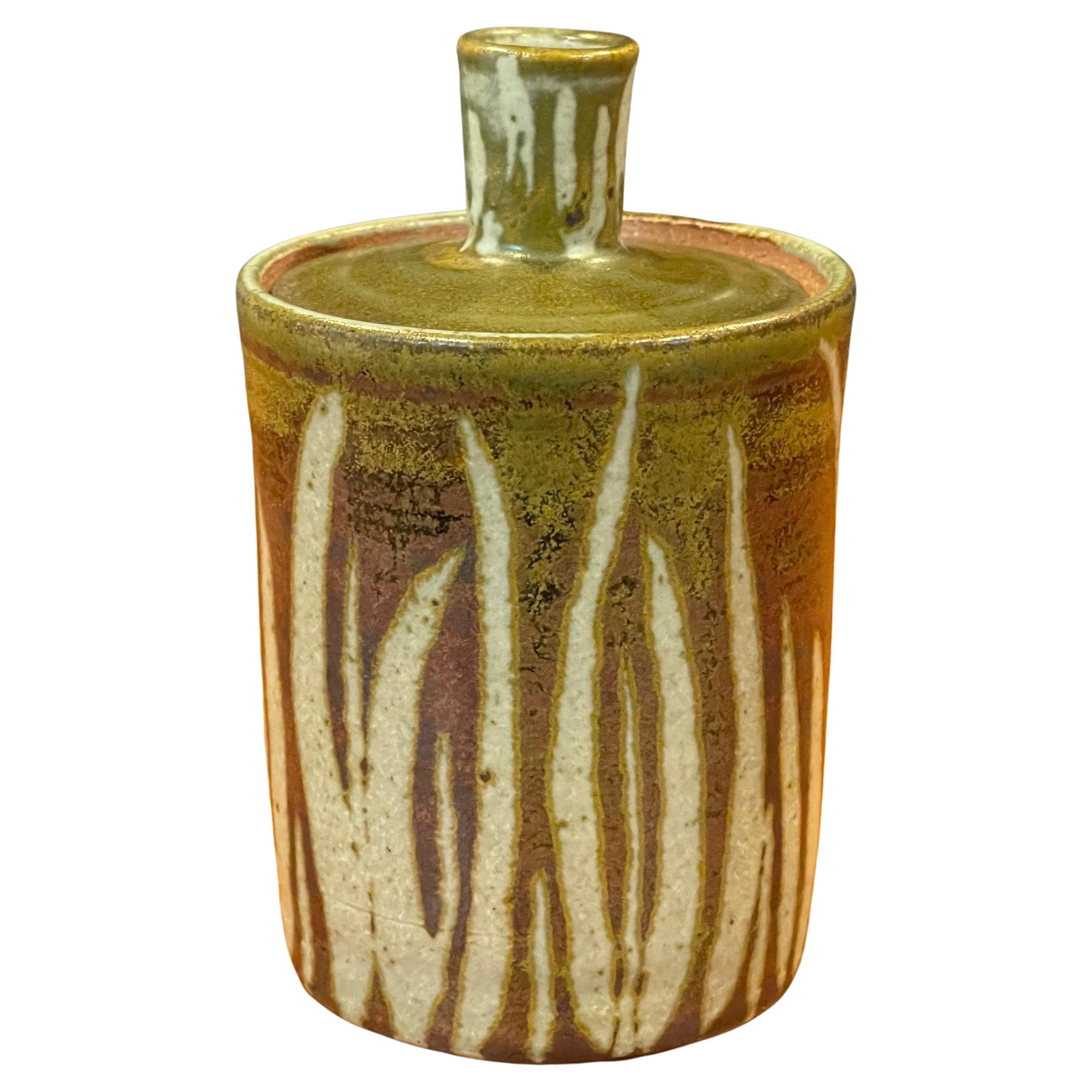 MCM Stoneware Studio Pottery Lidded Jar by Amy Donaldson For Sale