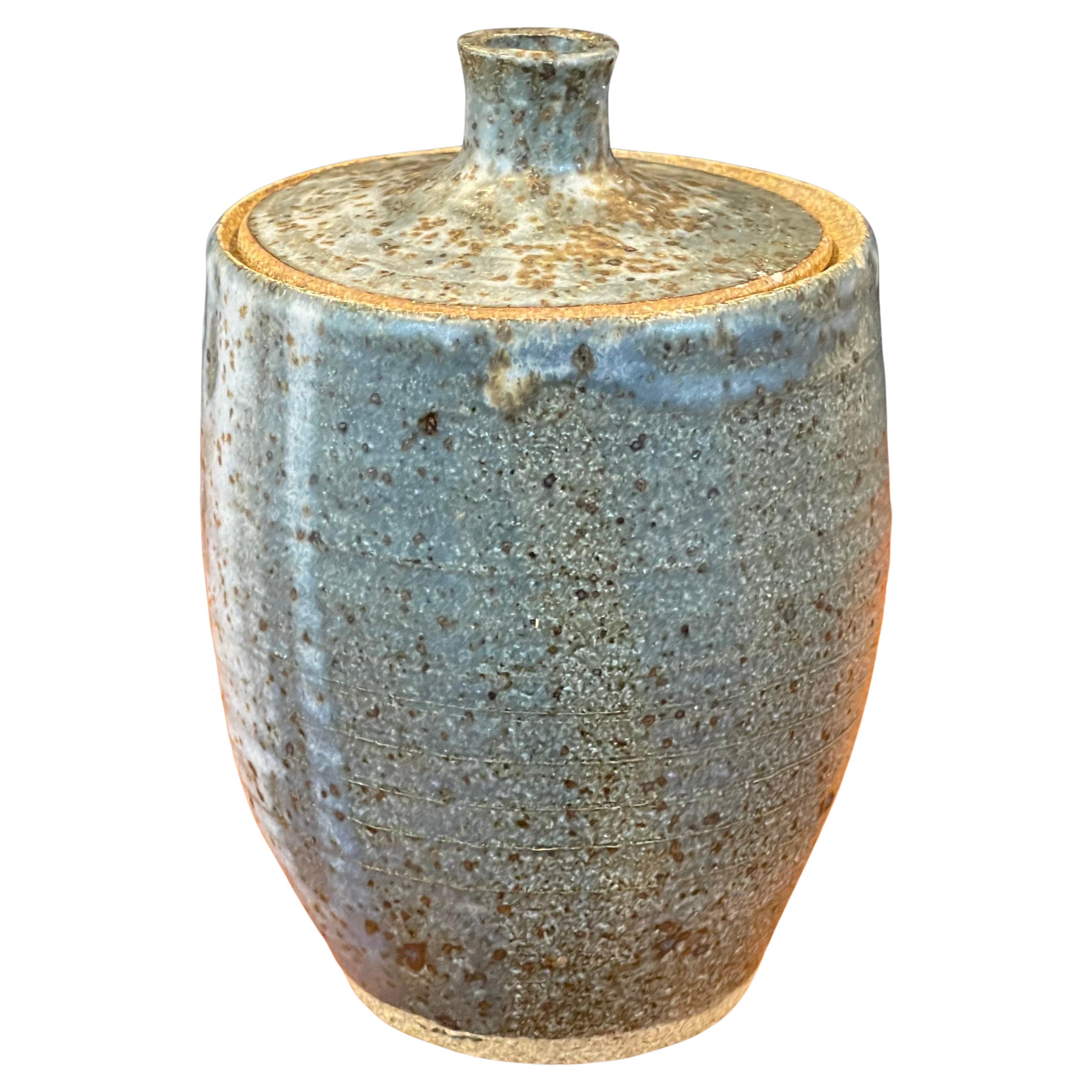 Mid-Century Modern MCM Stoneware Studio Pottery Lidded Jar