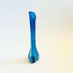 MCM Striped Blue Swung Glass Vase