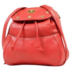MCM Studded 232818 Red Leather Backpack