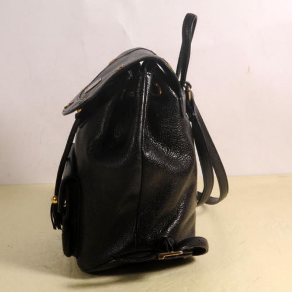 Mcm Studded 868825 Black Leather Backpack In Good Condition For Sale In Dix hills, NY