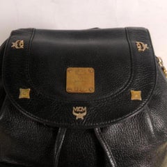 MCM Studded 869699 Black Leather Backpack
