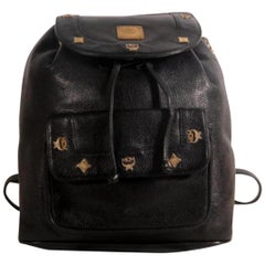 MCM Studded 869699 Black Leather Backpack