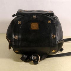MCM Studded 869878 Black Leather Backpack