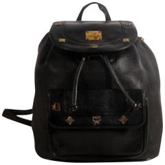 MCM Studded 869878 Black Leather Backpack