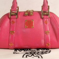 MCM Studded Bowler 869070 Red Leather Tote