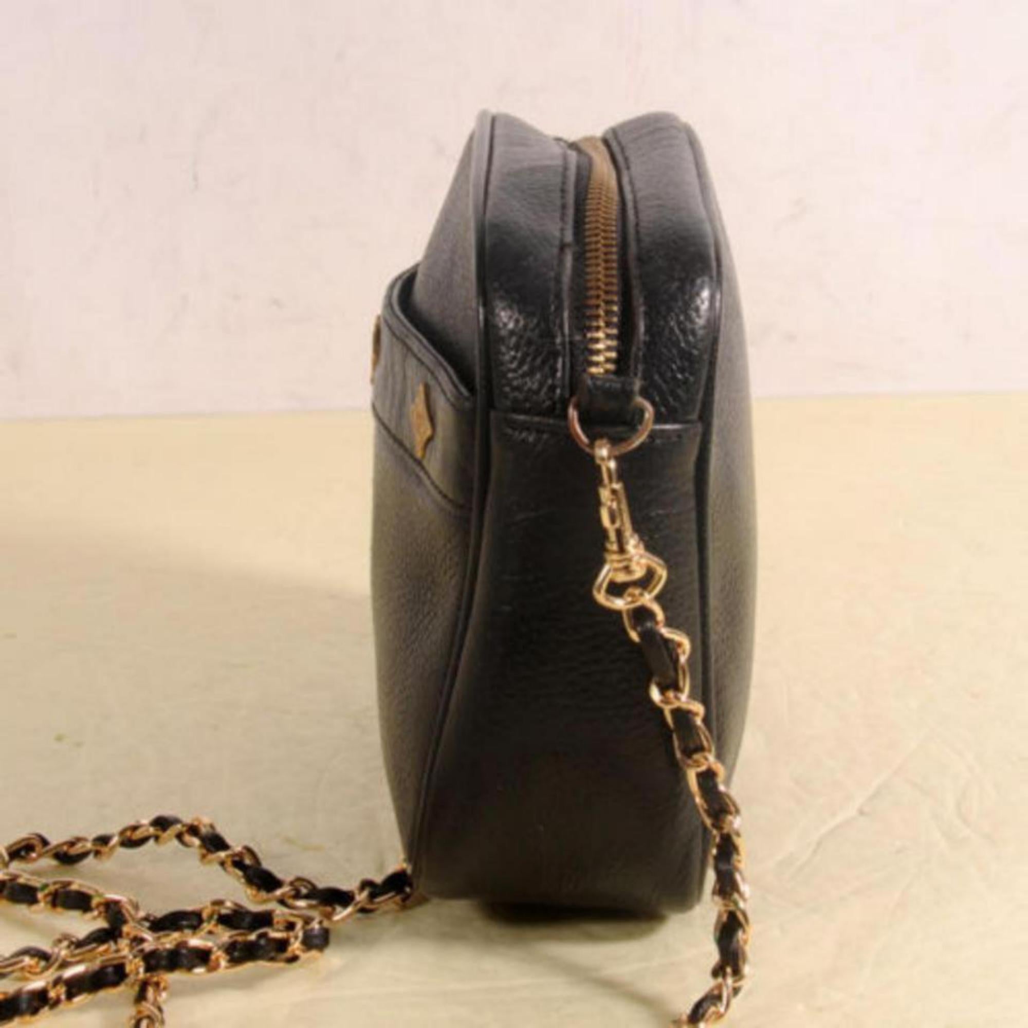 Women's MCM Studded Camera Chain 869703 Black Leather Cross Body Bag For Sale