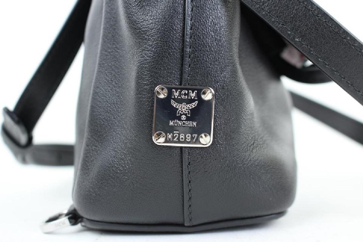 MCM Studded Diamond Disco Mini 2m915c Black Leather Backpack For Sale 3