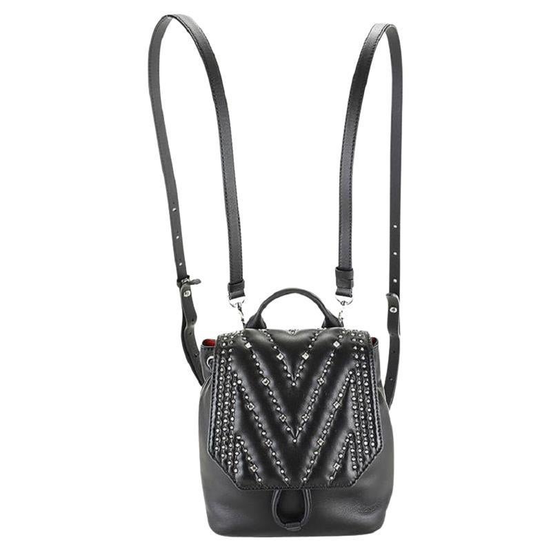 MCM Studded Diamond Disco Mini 2m915c Black Leather Backpack For Sale