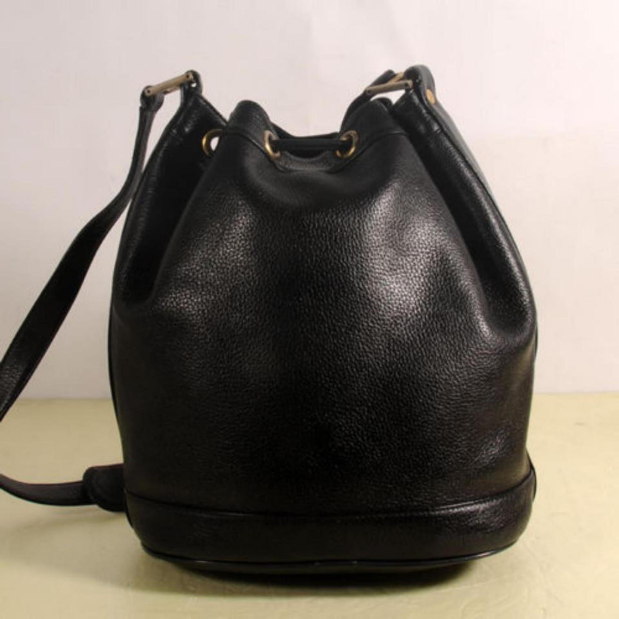 MCM Studded Drawstring Bucket 868499 Black Leather Cross Body Bag For Sale 1