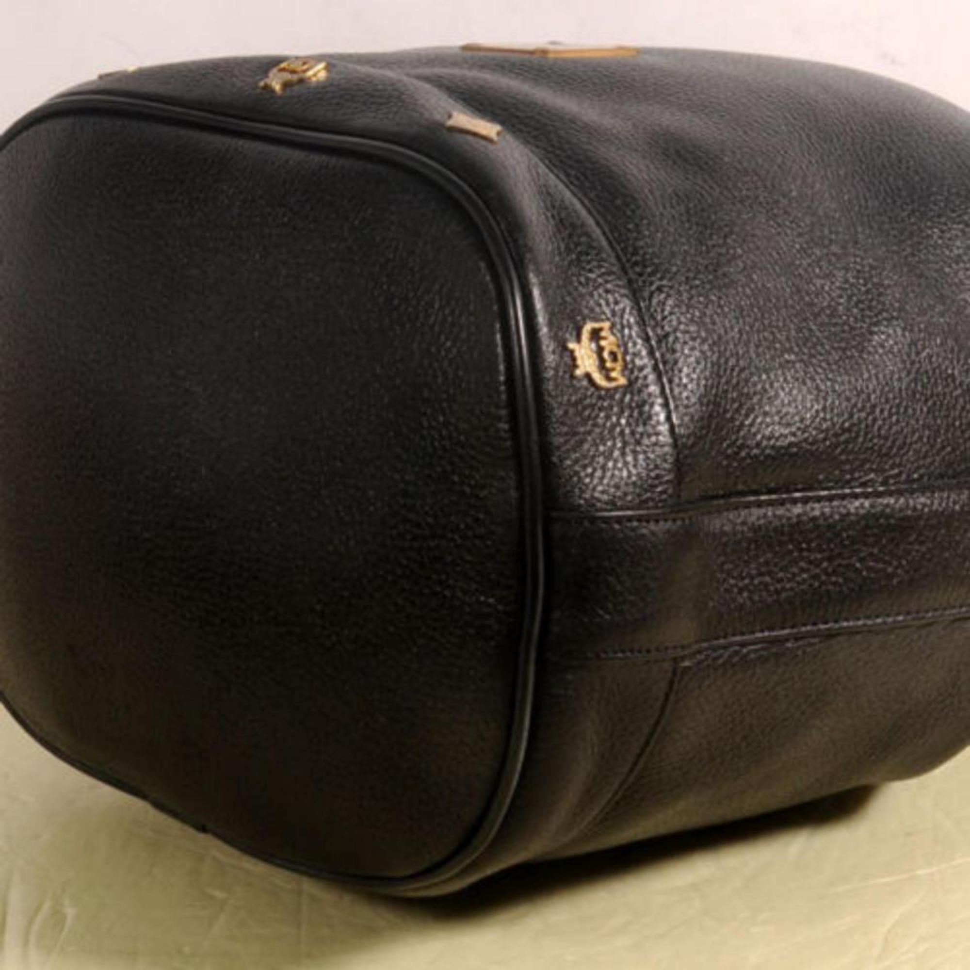 MCM Studded Drawstring Bucket 868499 Black Leather Cross Body Bag For Sale 3
