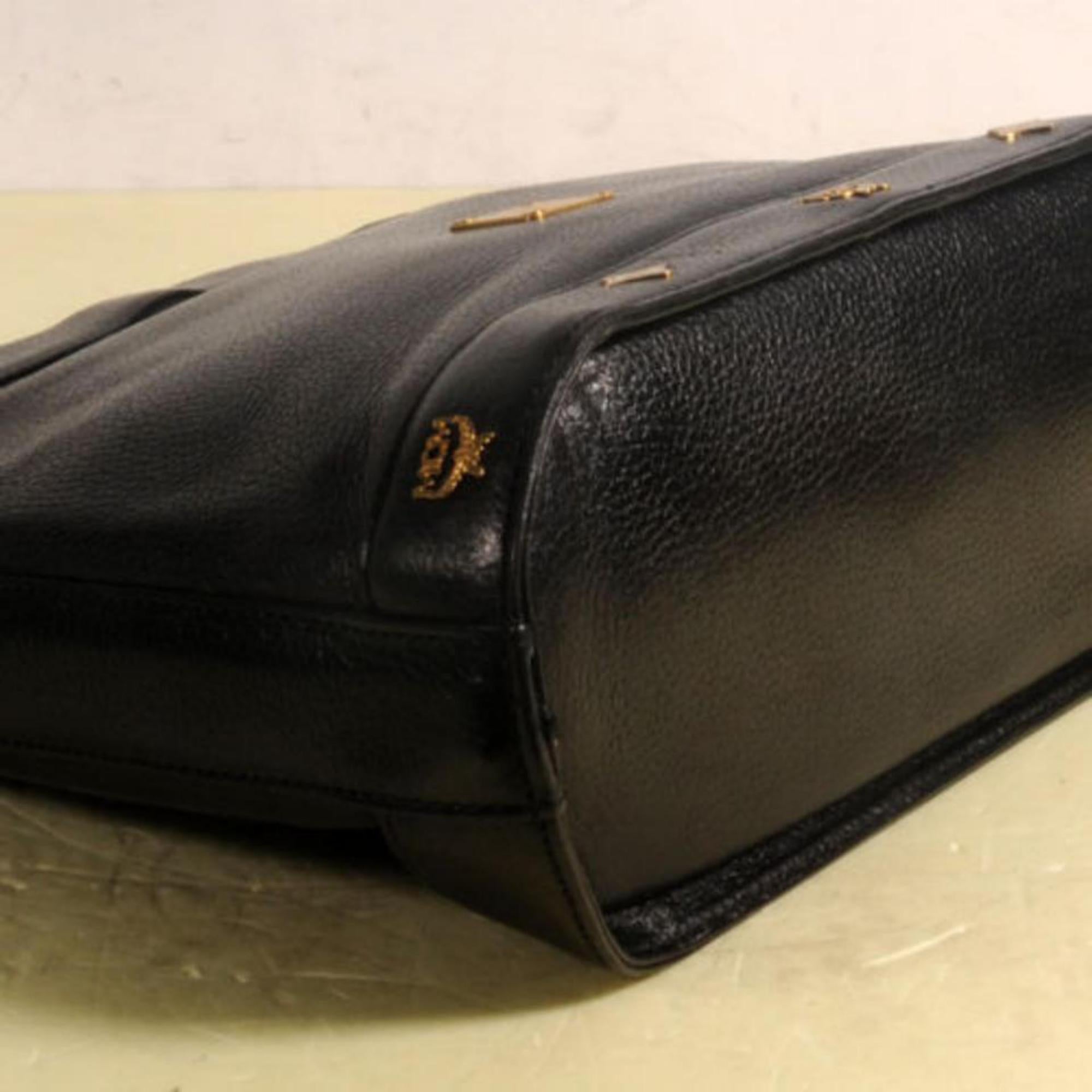MCM Studded Messenger 868827 Black Leather Cross Body Bag For Sale 8
