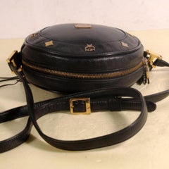 MCM Studded Tambourine Cute 869705 Black Leather Cross Body Bag