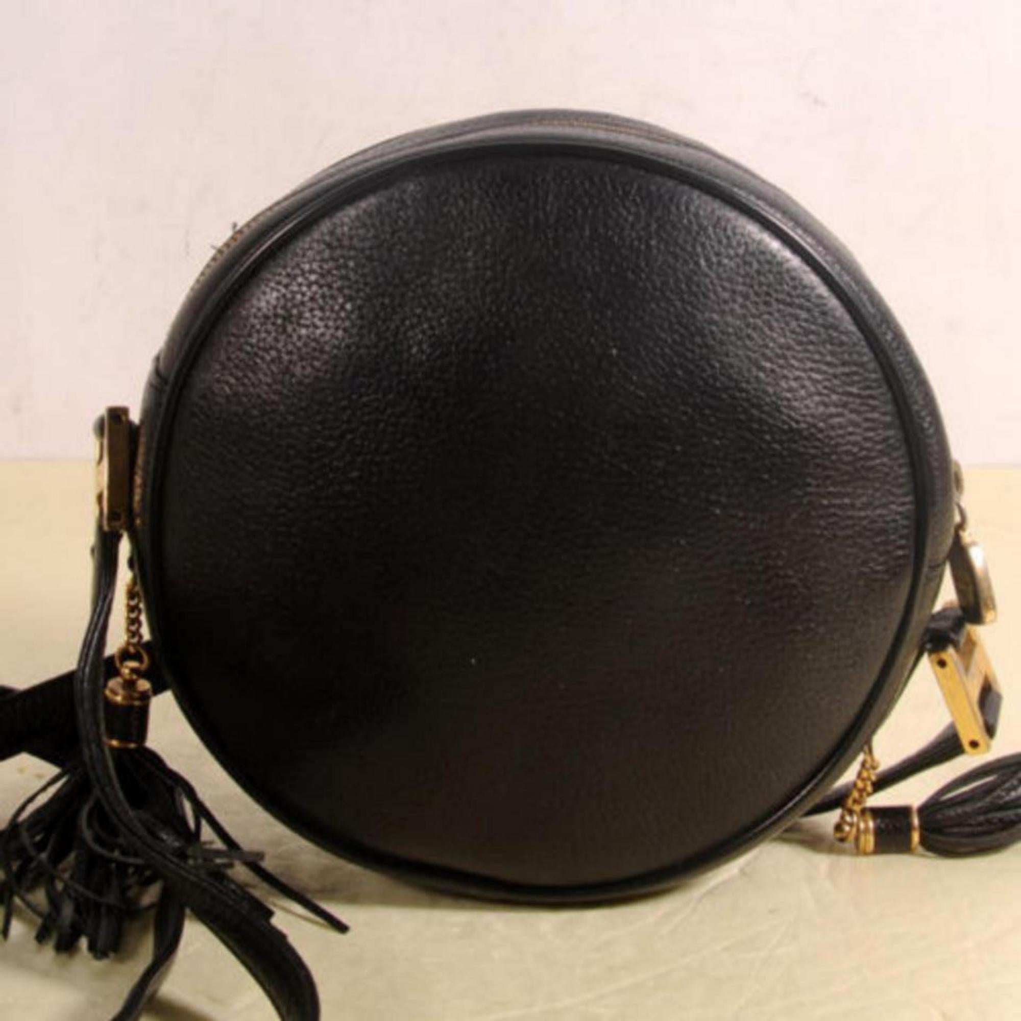 MCM Studded Tambourine Cute 869705 Black Leather Cross Body Bag For Sale 4
