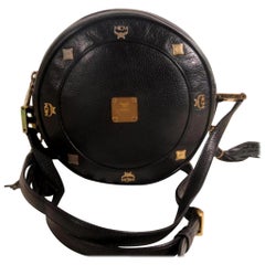 MCM Studded Tambourine Cute 869705 Black Leather Cross Body Bag
