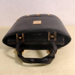 MCM Studded Tote 869441 Black Leather Shoulder Bag