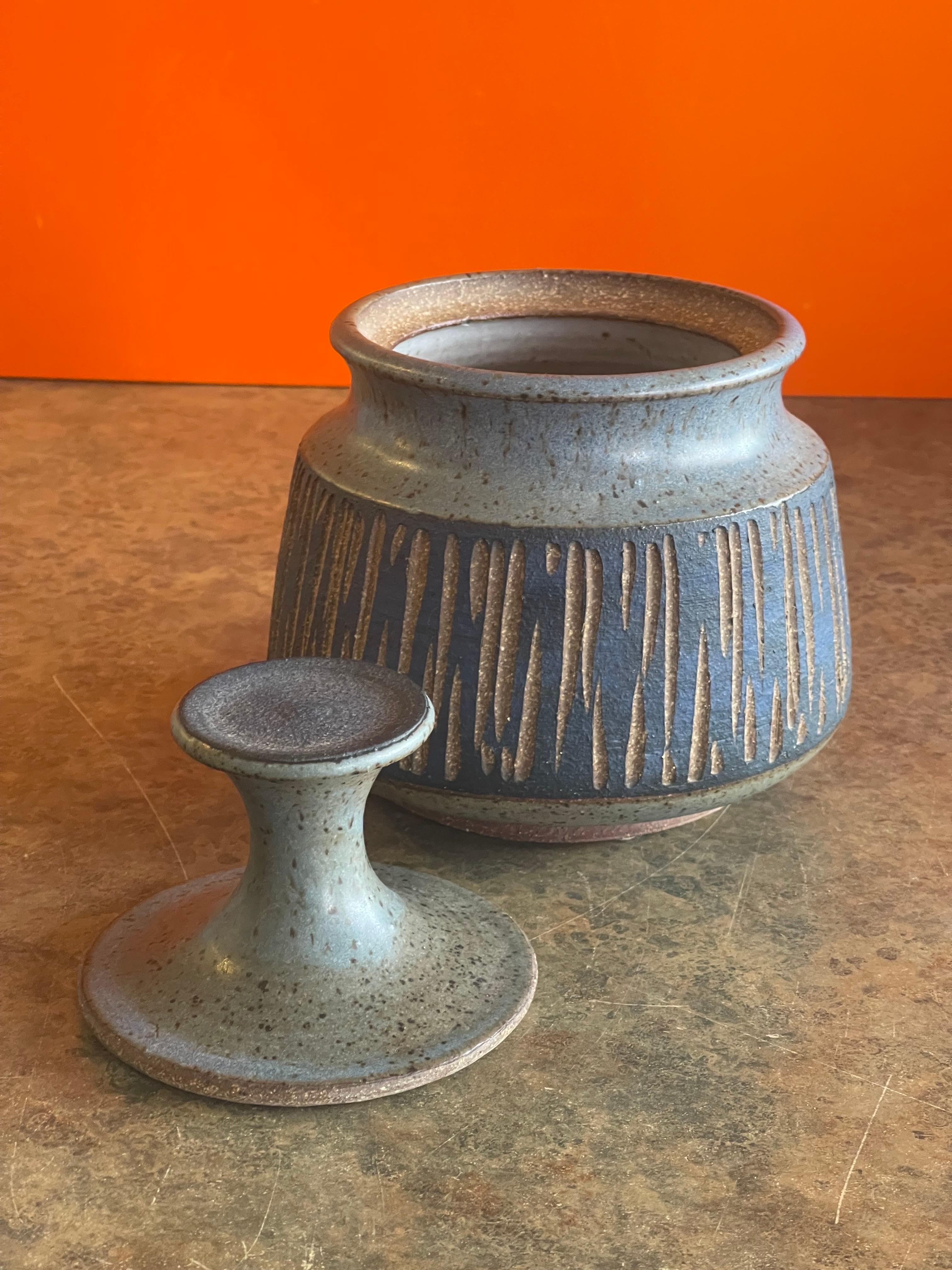 MCM Studio Pottery Lidded Stoneware Vessel by Joel Edwards 6