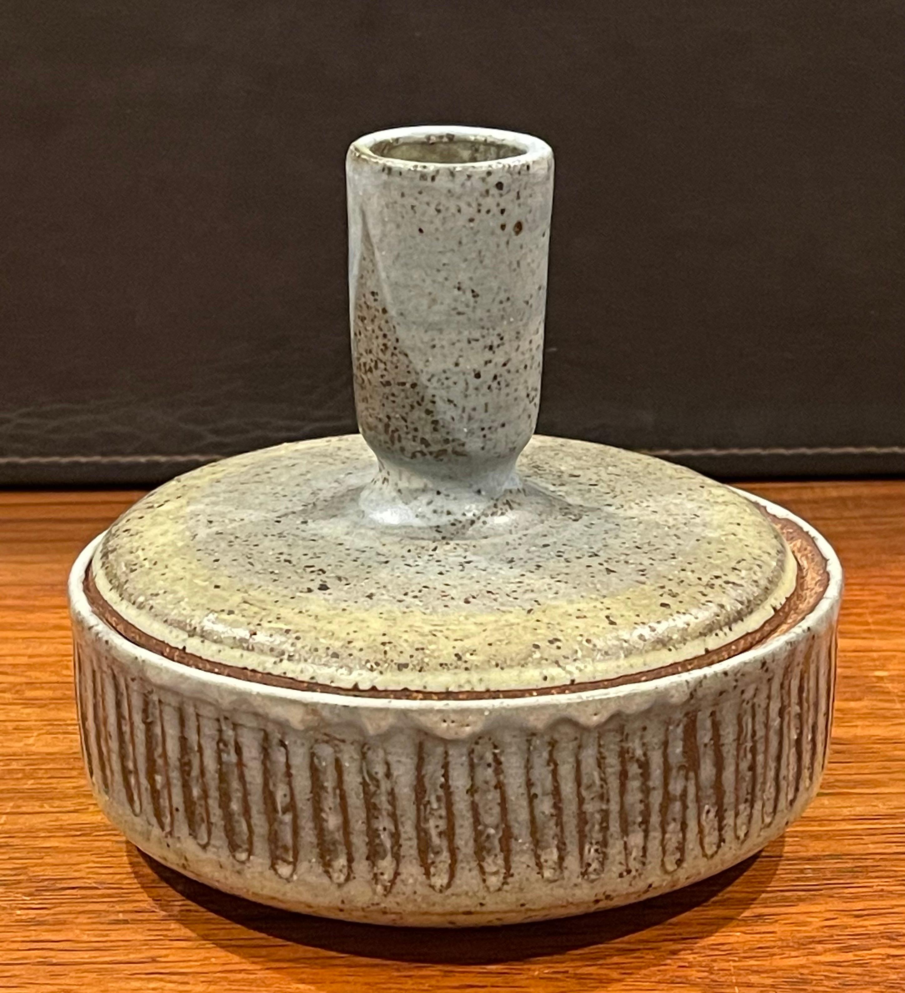American MCM Studio Pottery Lidded Stoneware Vessel by Joel Edwards For Sale