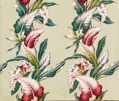 MCM Style Cotton Broadcloth Fabric w/ Tropical Flower & Leaf Design by Trendtex