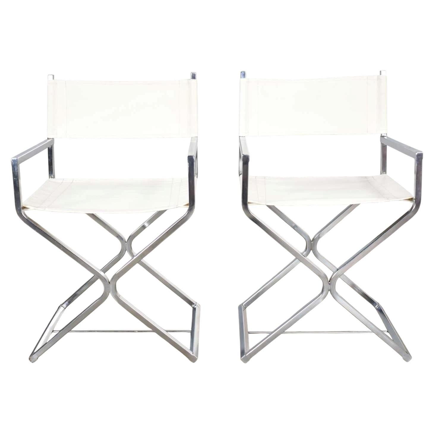 MCM Style Directors Chairs White Chrome Attr Robert Kjer Jakobsen