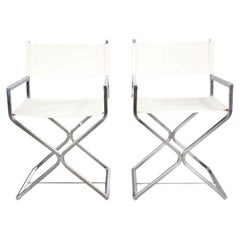 MCM Style Directors Chairs White Chrome Attr Robert Kjer Jakobsen & Virtue Bros