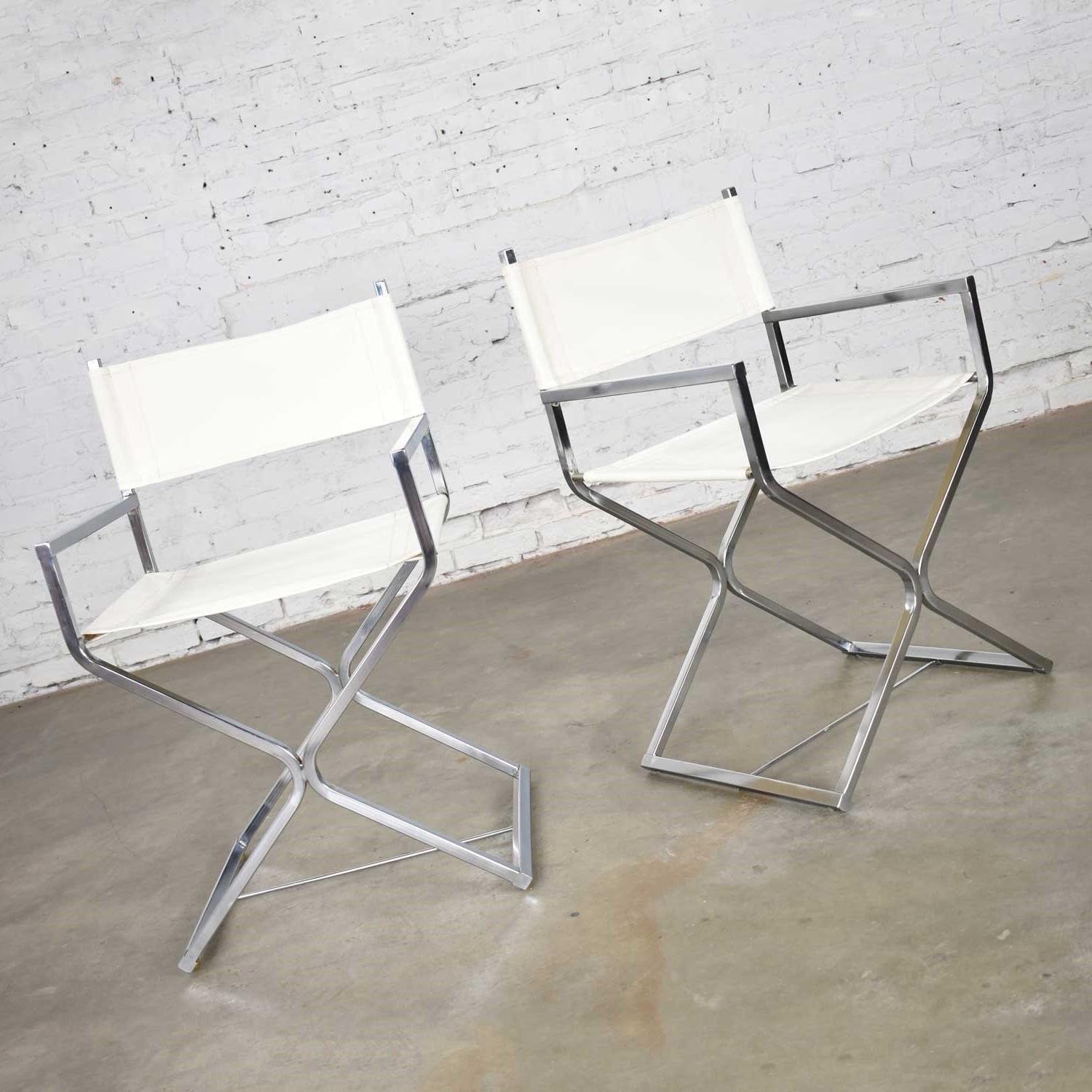 Directors Chairs aus weißem Chrom im MCM-Stil von Robert Kjer Jakobsen & Virtue Bros. (amerikanisch) im Angebot