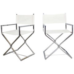 Used MCM Style Directors Chairs White Chrome Attr Robert Kjer Jakobsen & Virtue Bros