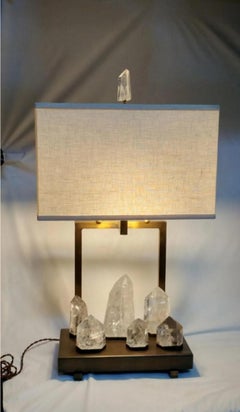 MCM Style Natural Brazilian Quartz Stone Point Designer Table Lamp 1/2