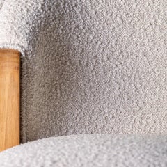 MCM Style Wooden Boucle Fabric Chair