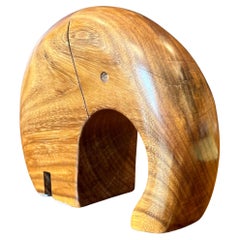 MCM Stylized Walnut Circular Elephant Sculpture