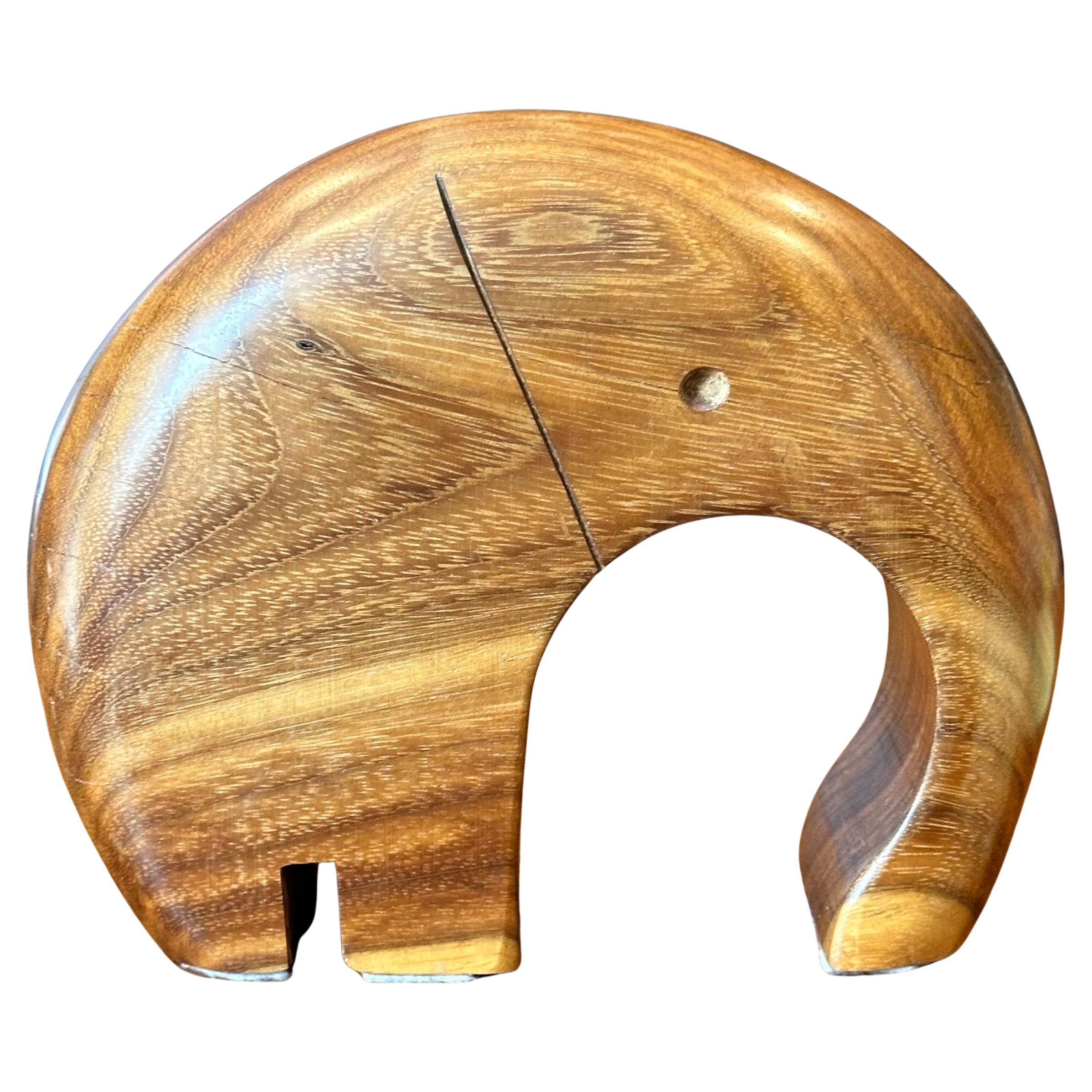 MCM Stylized Walnut Circular Elephant Sculpture