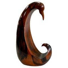 MCM Escultura de Pájaro de Madera de Cebra Estilizada