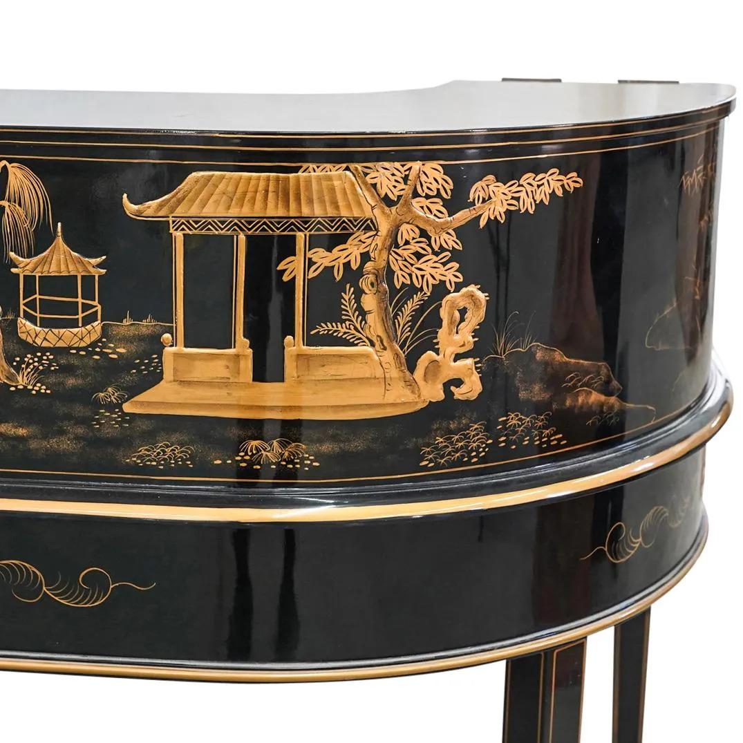 MCM Superb Japanned or Chinoiserie Lacquer Carlton House Desk & Matching Chair 3