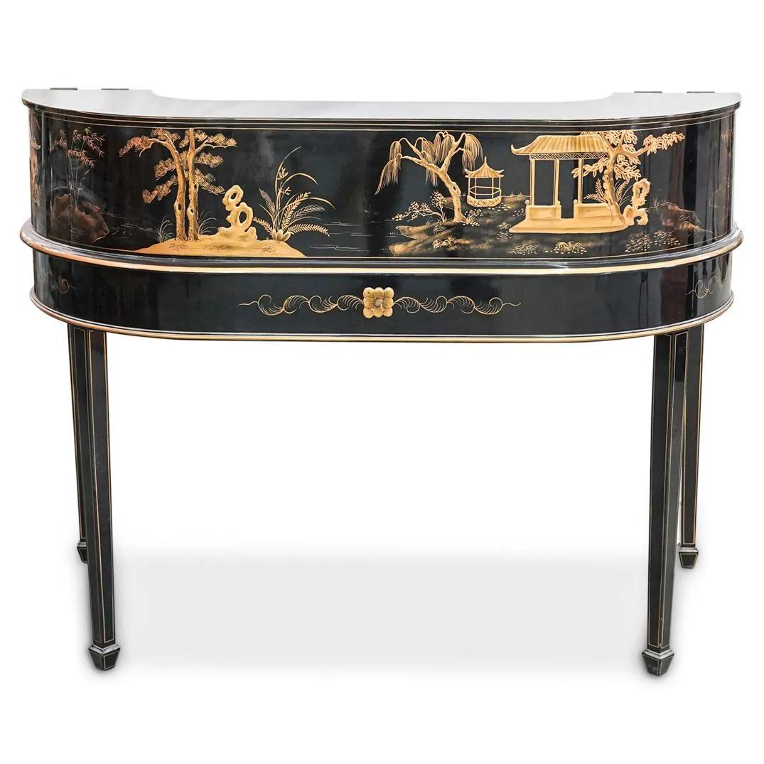 MCM Superb Japanned or Chinoiserie Lacquer Carlton House Desk & Matching Chair 6