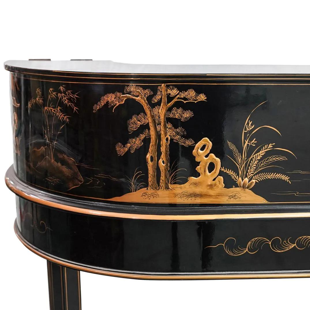 MCM Superb Japanned or Chinoiserie Lacquer Carlton House Desk & Matching Chair 2