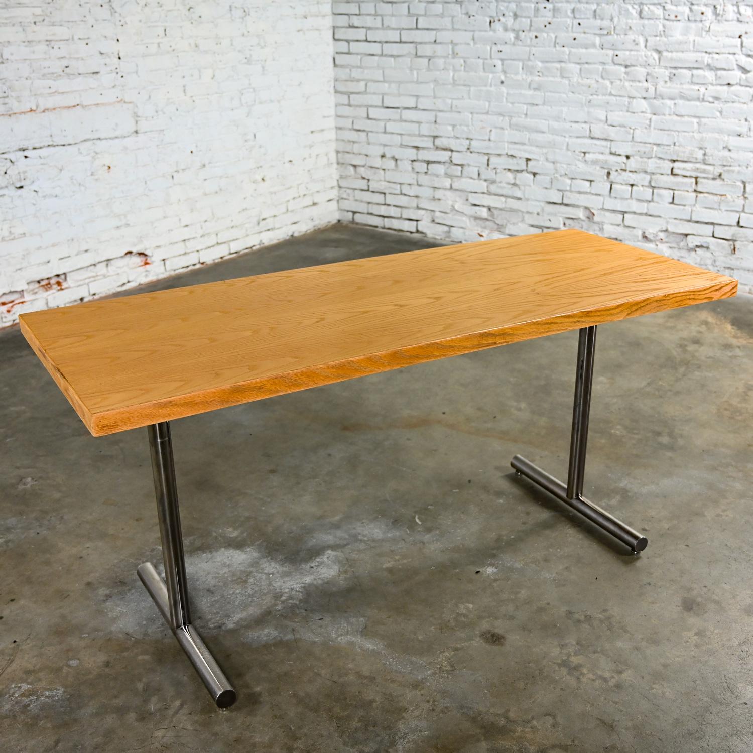 Mid-Century Modern MCM Swiss Omega Blonde Oak Dining Conference Table Attributed Hans Eichenberger  For Sale